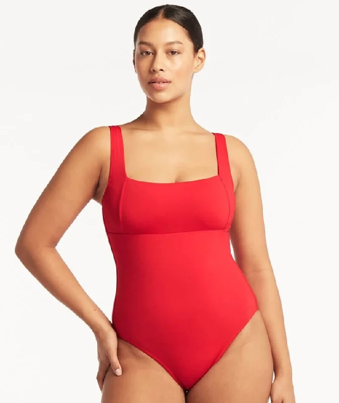 Sea Level Eco Essentials Square Neck One Piece Swimsuit - Red