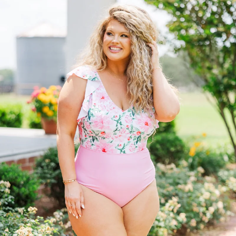 Spending My PTO Swimsuit, Pink Floral