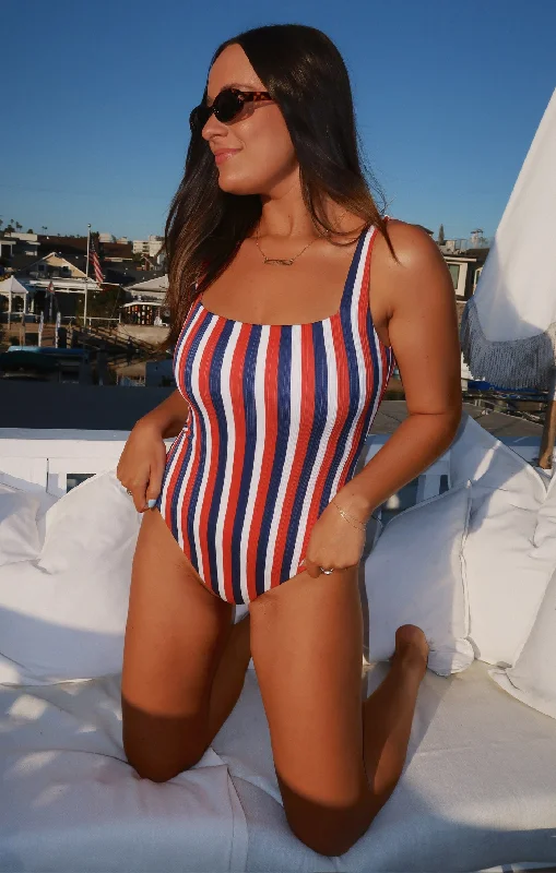 The Ribbed One Piece ~ Americana Stripe Micro Rib