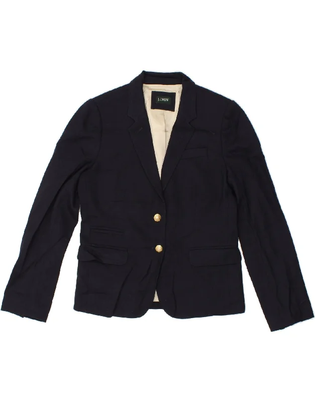 J. CREW Womens 2 Button Blazer Jacket UK 12 Medium Navy Blue