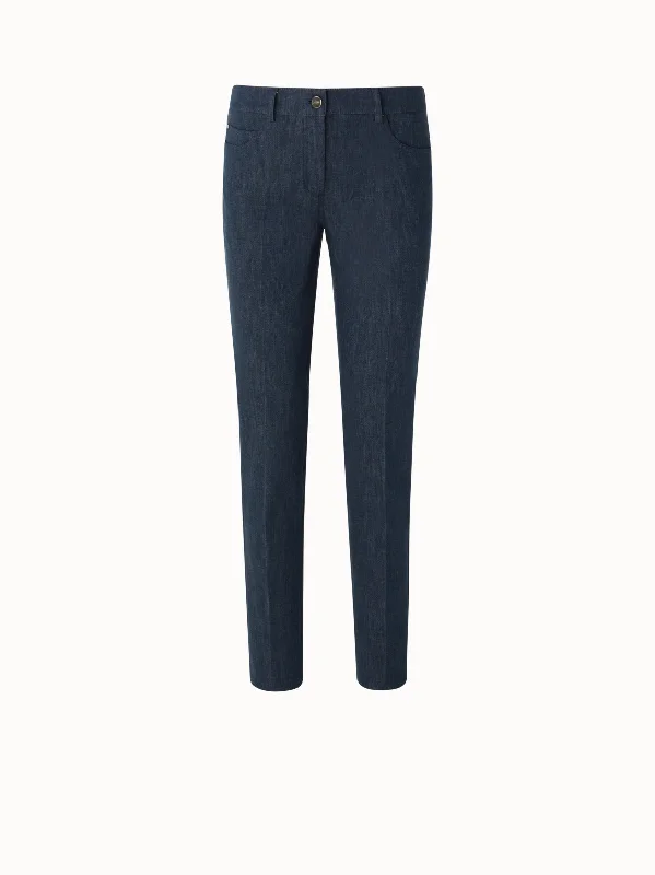 Slim Leg Cotton Denim Pants