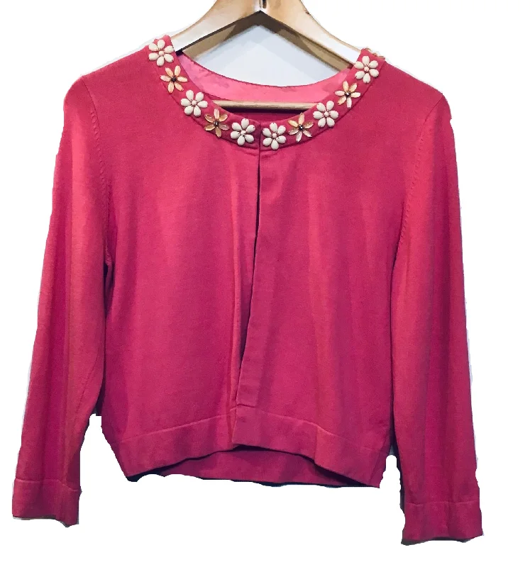 Pink cardigan with floral bead embellishment from LK Bennett (UK size 14)