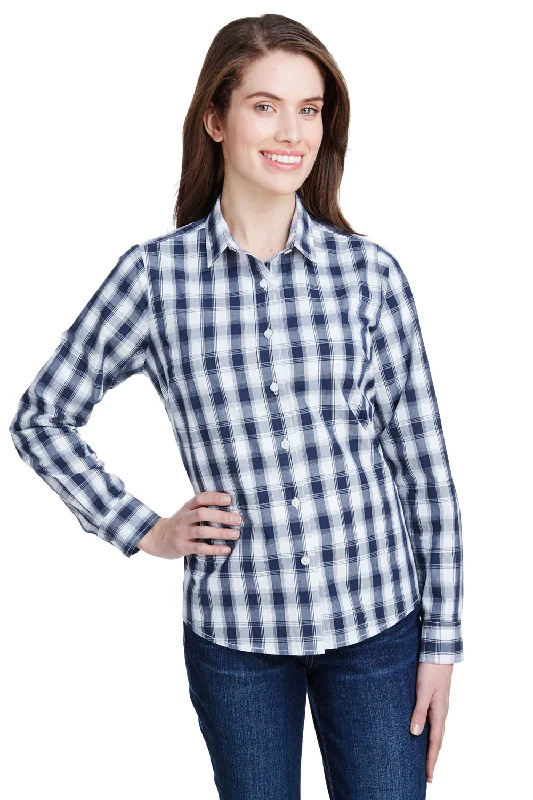 Artisan Collection Womens Mulligan Check Long Sleeve Button Down Shirt - White/Navy Blue Artisan Collection Womens Mulligan Check Long Sleeve Button Down Shirt - White/Navy Blue