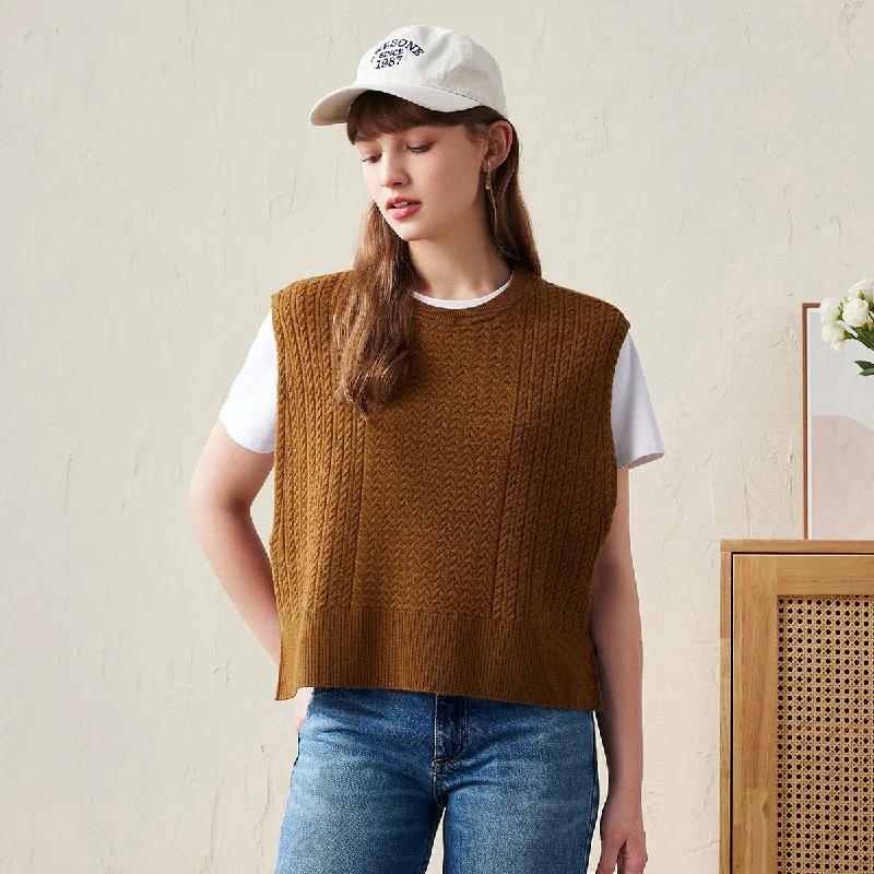 100% Wool Knit Sleeveless Sweater Vest