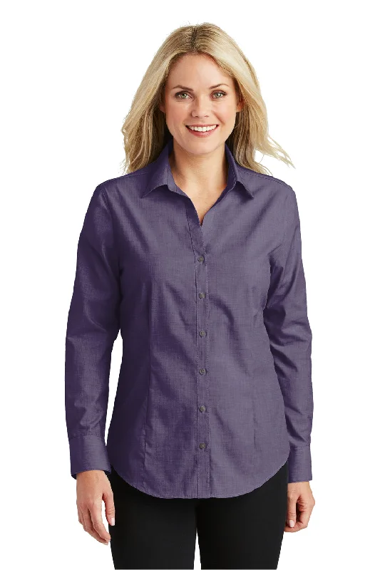 Port Authority Womens Easy Care Wrinkle Resistant Long Sleeve Button Down Shirt - Grape Harvest Purple - Closeout Port Authority Womens Easy Care Wrinkle Resistant Long Sleeve Button Down Shirt - Grape Harvest Purple - Closeout