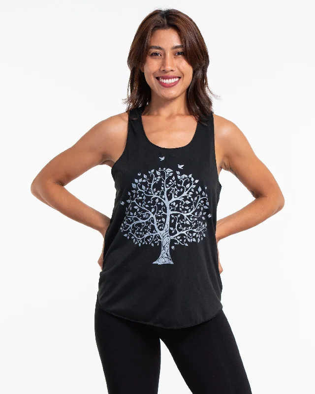 Womens Tree Tank Top in Black