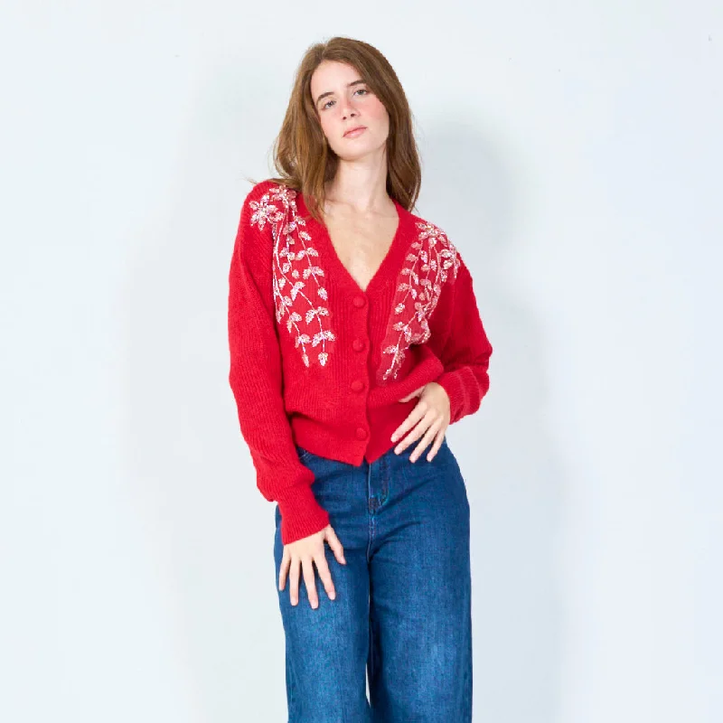 Embellished button-up cardigan wholesale