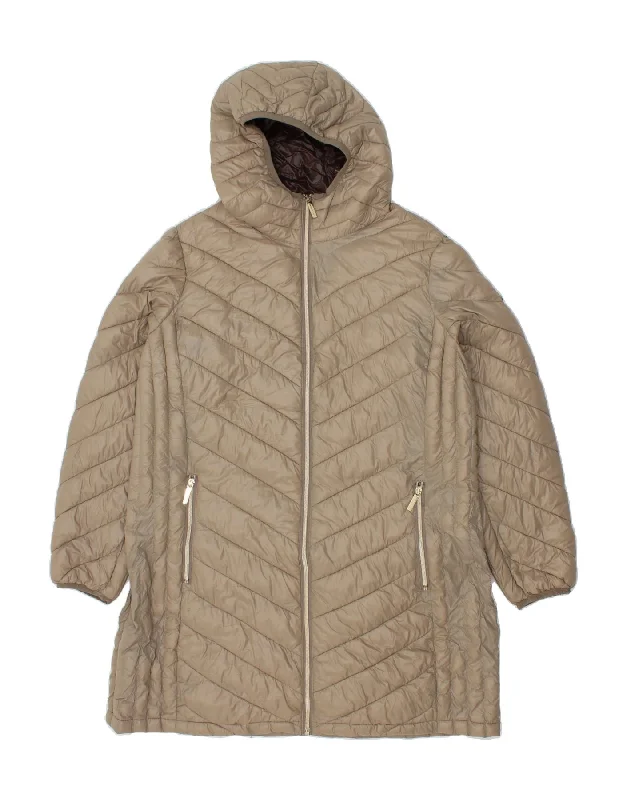 MICHAEL KORS Womens Hooded Padded Coat UK 18 XL Beige