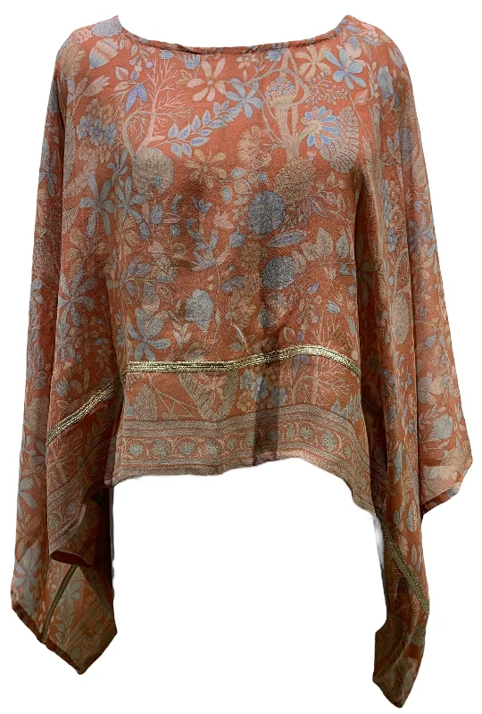 PRG4937  Sheer Avatar Pure Silk Kimono-Sleeved Top