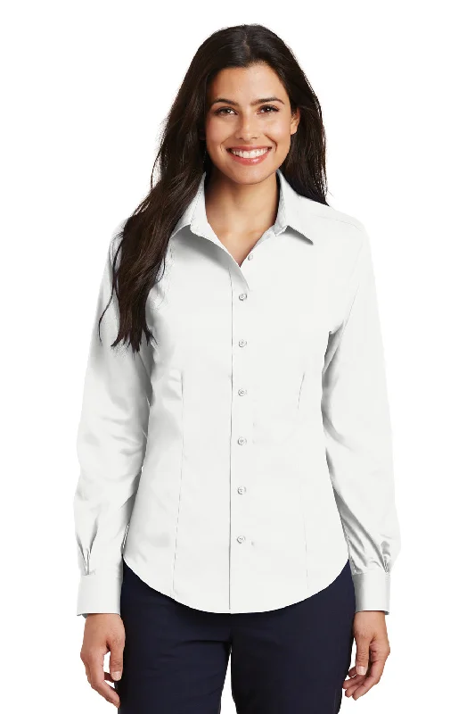 Port Authority Womens Wrinkle Resistant Long Sleeve Button Down Shirt - White - Closeout Port Authority Womens Wrinkle Resistant Long Sleeve Button Down Shirt - White - Closeout