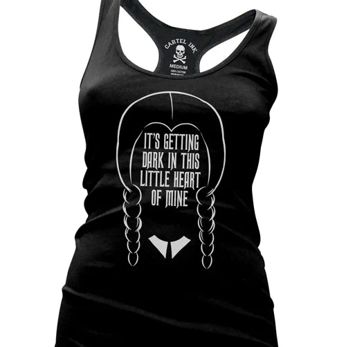 Getting Dark in this Little Heart Women's Racer Back Tank Top