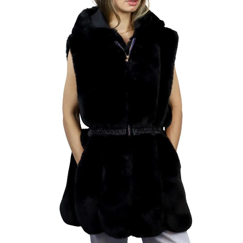 Faux Fur Vest  - Black