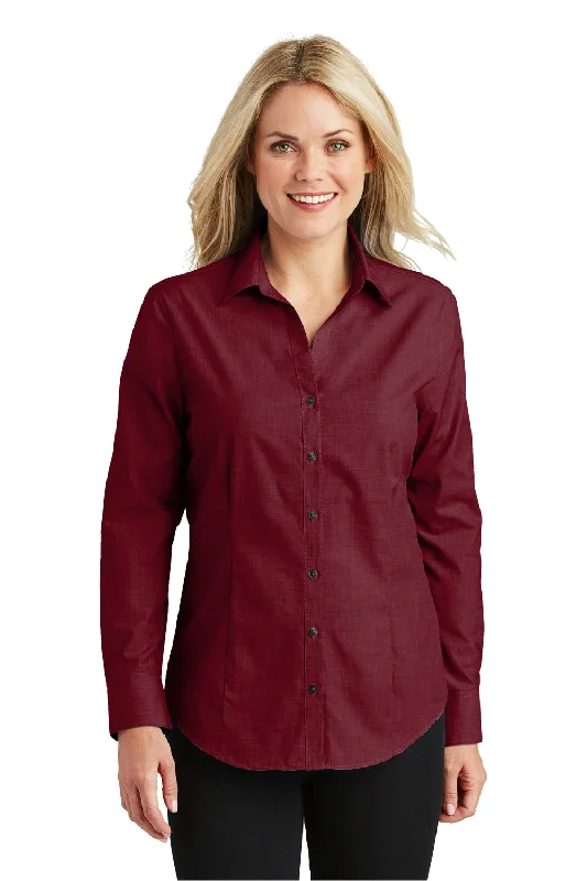 Port Authority Womens Easy Care Wrinkle Resistant Long Sleeve Button Down Shirt - Red Oxide - Closeout Port Authority Womens Easy Care Wrinkle Resistant Long Sleeve Button Down Shirt - Red Oxide - Closeout
