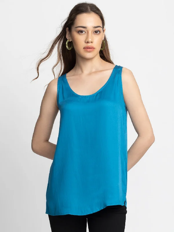 Blue Keyhole Tank Top