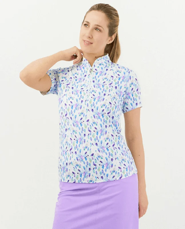 PURE GOLF Ellen Short Sleeve Zip Polo 036 Opal Wish