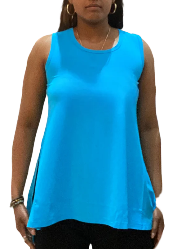 Turquoise Bamboo Long Slit Hi Lo Tank Top