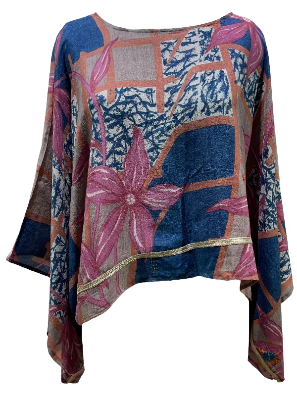 PRC5423 Avatar Pure Silk Kimono-Sleeved Top