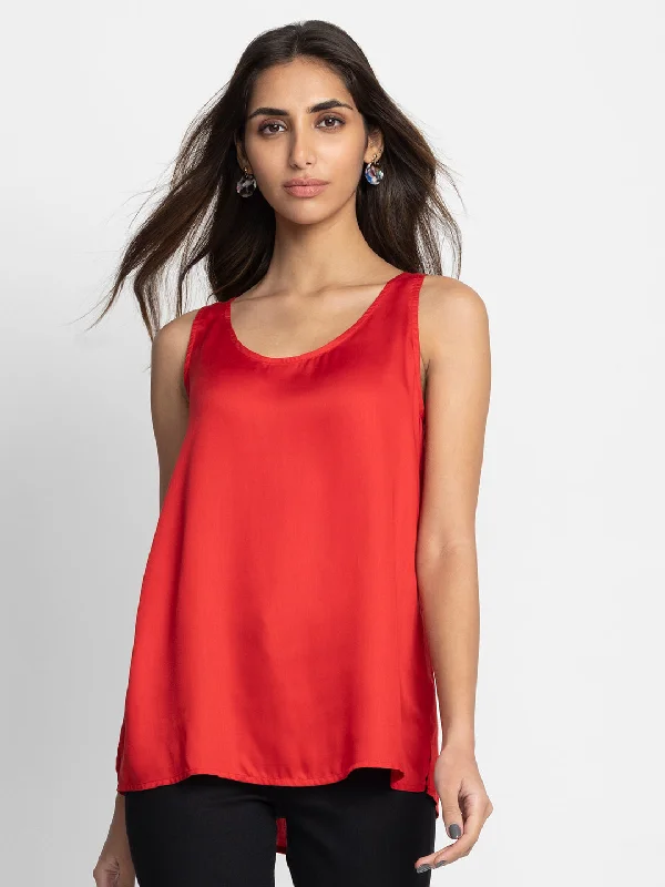 Red Keyhole Tank Top