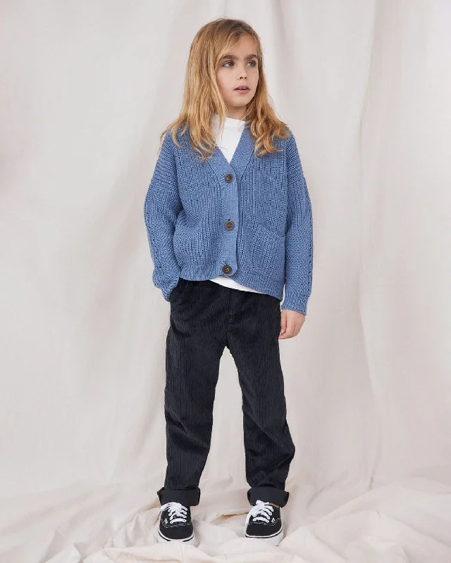 Mini Preila: Baltic Blue Merino Wool Cardigan