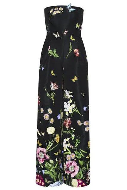 Multi Floral Faille Jumpsuit