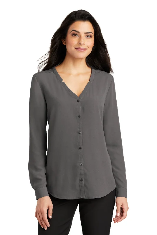 Port Authority Womens Long Sleeve Button Down Shirt - Sterling Grey