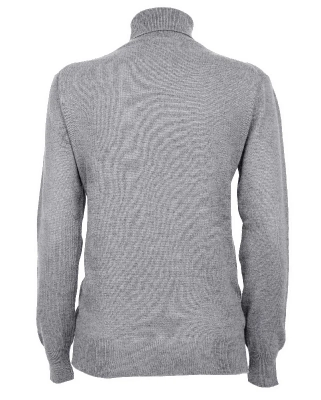 NEW FALL 24 - Women's Pure Cashmere Turtleneck Sweater Melange Gray by Monticelli Cashmere NEW FALL 24 - Women's Pure Cashmere Turtleneck Sweater Melange Gray by Monticelli Cashmere