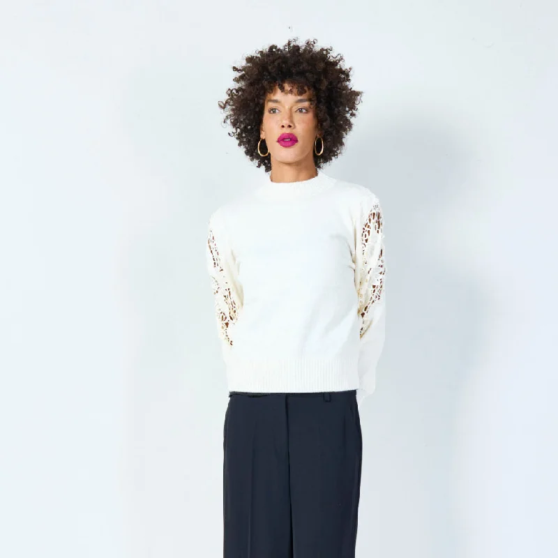 Embroidered sleeve knit sweater wholesale