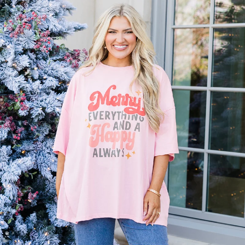 Merry Everything Boyfriend Tee, Dusty Pink