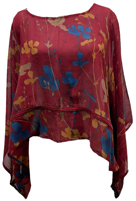 PRG4950  Sheer Avatar Pure Silk Kimono-Sleeved Top