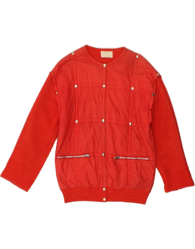 ICEBERG Womens Bomber Jacket IT 44 Medium Red Cotton