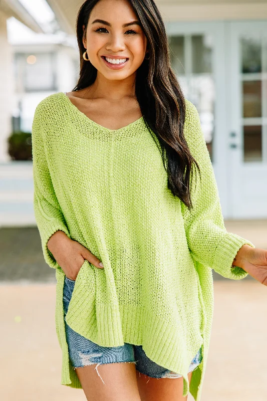 Don't Waste A Moment Neon Lime Oversized Sweater