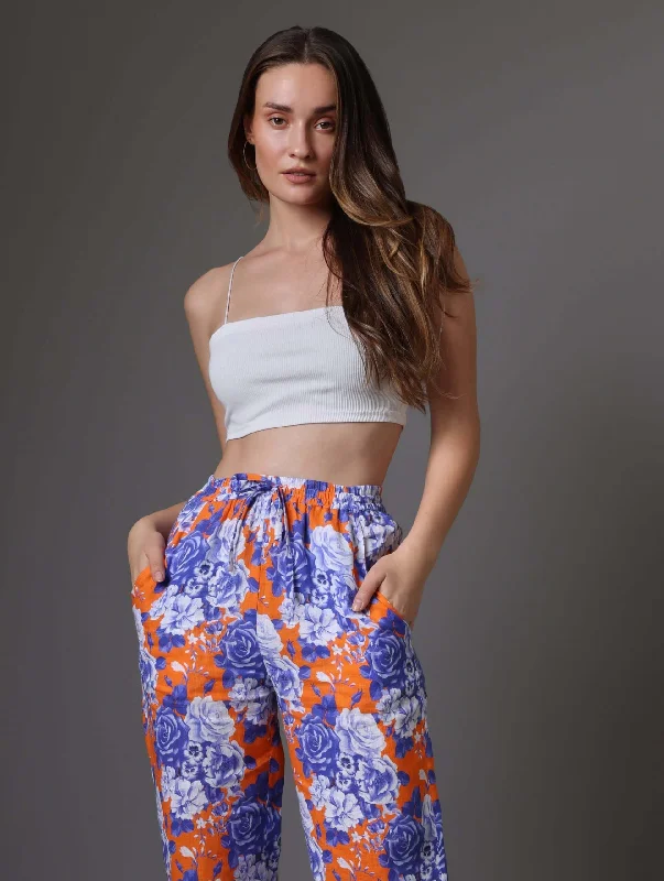 Orange &  Blue Floral Pants