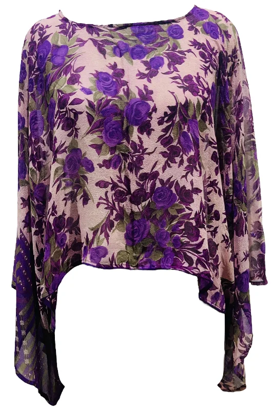 PRG5394  Sheer Avatar Pure Silk Kimono-Sleeved Top