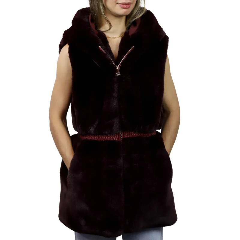 Faux Fur Vest - Wine