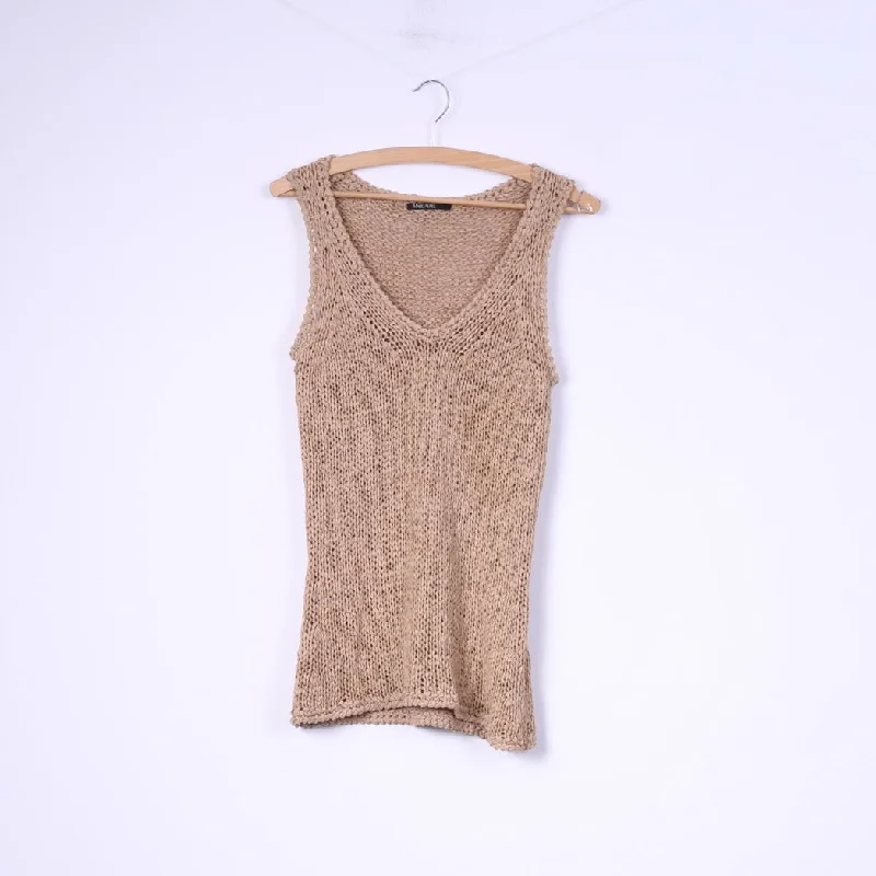 Marc Aurel Womens M Knit Vest Sleeveless V Neck Beige Top