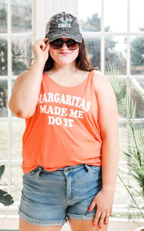 Margaritas Made Me Do It Tank - Orange** - Final Sale