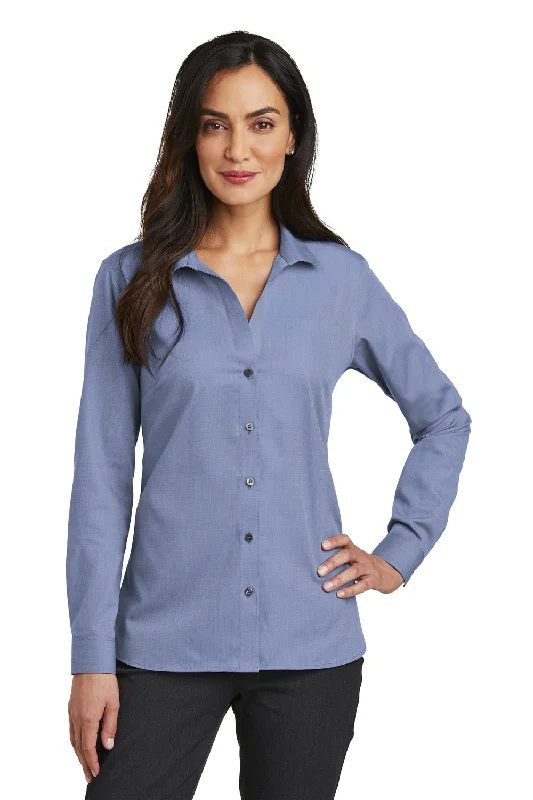 Red House Womens Nailhead Wrinkle Resistant Long Sleeve Button Down Shirt - Navy Blue - Closeout