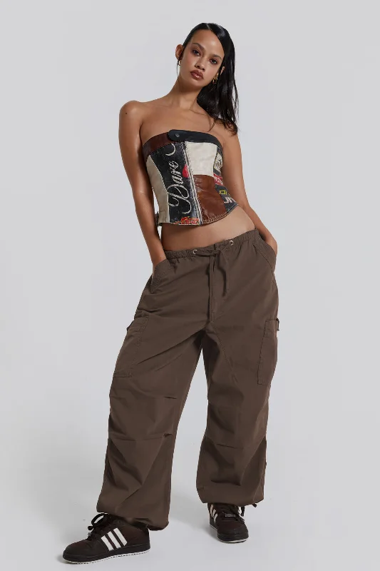 Brown Parachute Cargo Pants