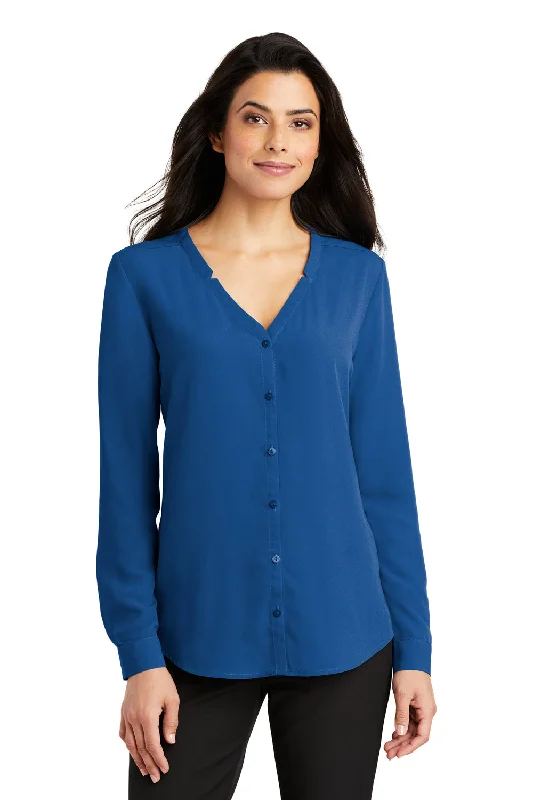 Port Authority Womens Long Sleeve Button Down Shirt - True Blue