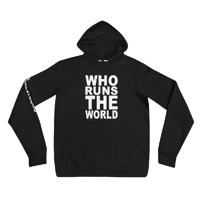 EVERYDAY FLEECE, COZY CHIC HOODIE BLACK - WHO RUNS THE WORLD