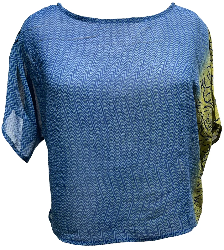 PRG1078 Green-Bearded Helmetcrest Sheer Avatar Pure Silk Boxy Top