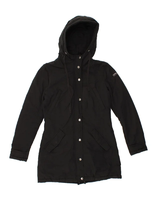 WOOLRICH Womens Penn-Rich Hooded Windbreaker Coat UK 10 Small Black Cotton