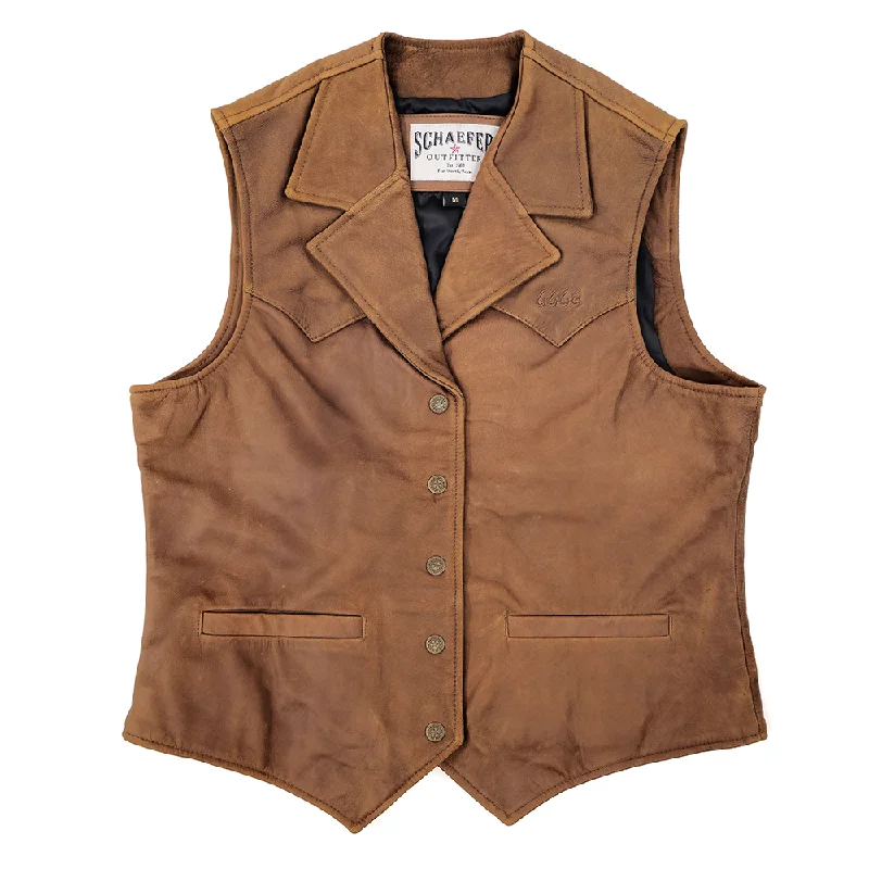 Schaefer Ladies Bowie Leather Vest- Whiskey