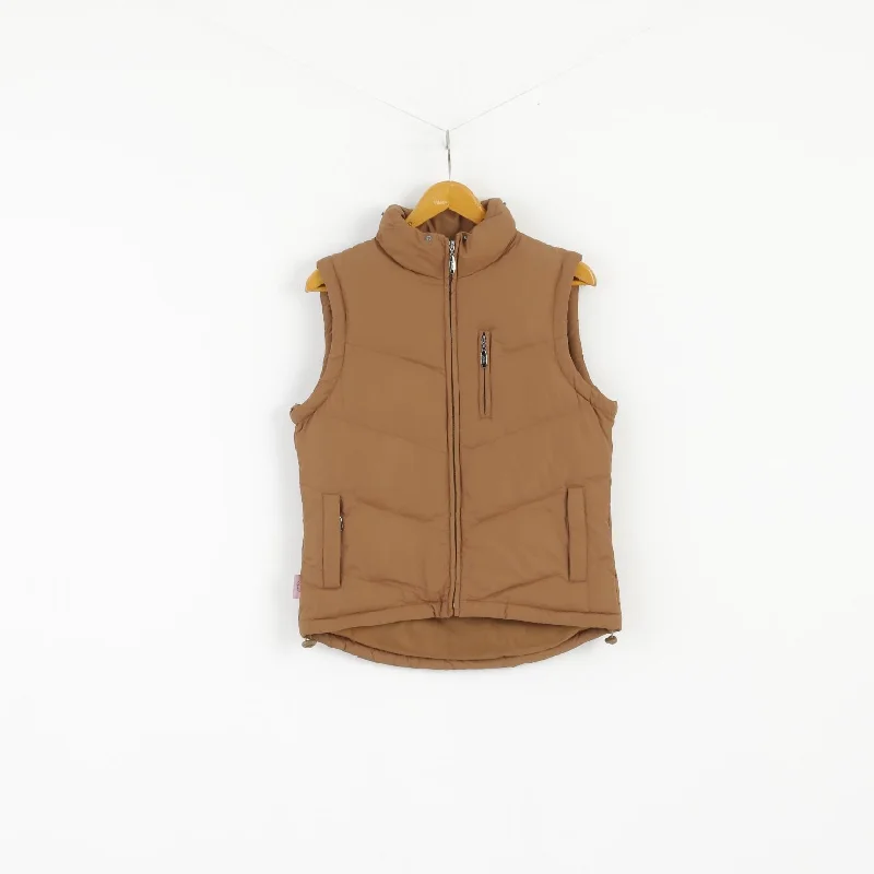 New Joules Women 10 S Vest Gilet Brown Bodywarmer Full Zipper Baltic Top