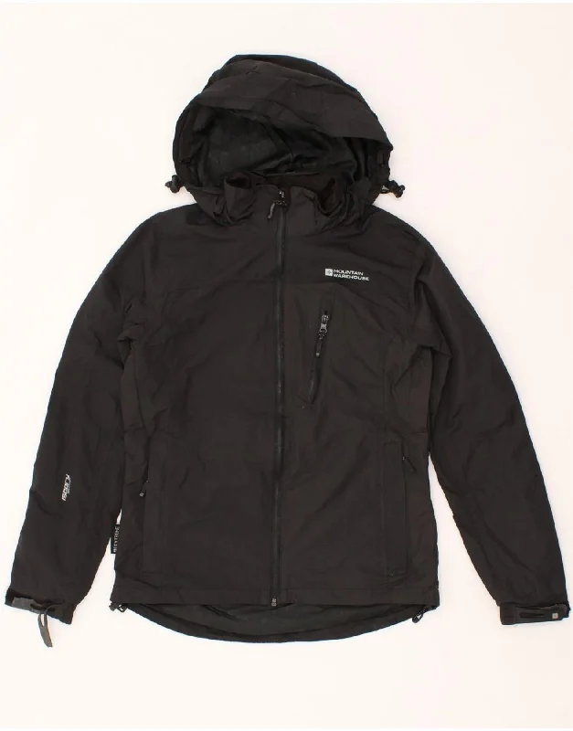 MOUNTAIN WAREHOUSE Womens Hooded Rain Jacket UK 8 Small Black