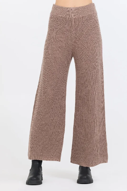 Heather Brown Waffle Knit Flare Pant