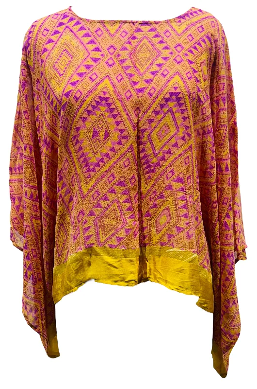 PRG5533  Sheer Avatar Pure Silk Kimono-Sleeved Top