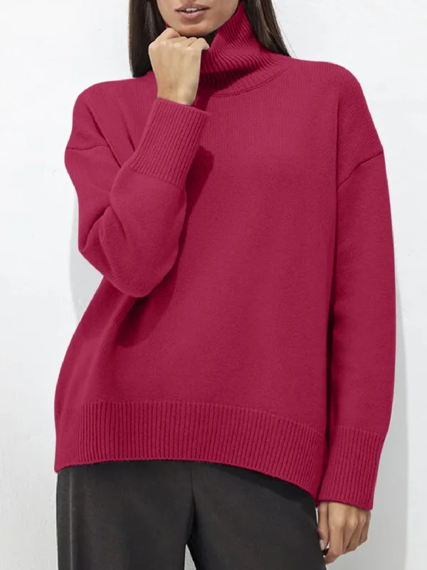 Turtleneck Drop Shoulder Long Sleeve Sweater