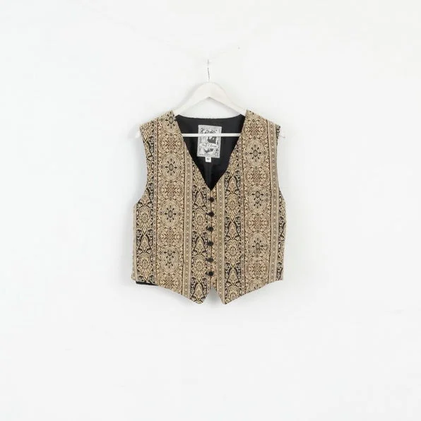 Guy Clerac Paris Women 42 Waistcoat Brown Vintage Buttoned Vest