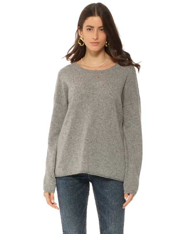 Women's Pure Cashmere Lounge Sweater Medium Grey by Monticelli Cashmere